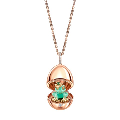 Fabergé Essence Rose Gold & Green Lacquer Frog Surprise Locket 1