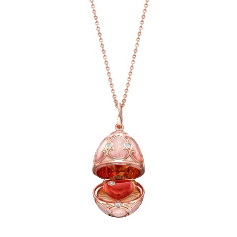 Fabergé Heritage Rose Gold Diamond & Pink Guilloché Enamel Heart Surprise Locket 1