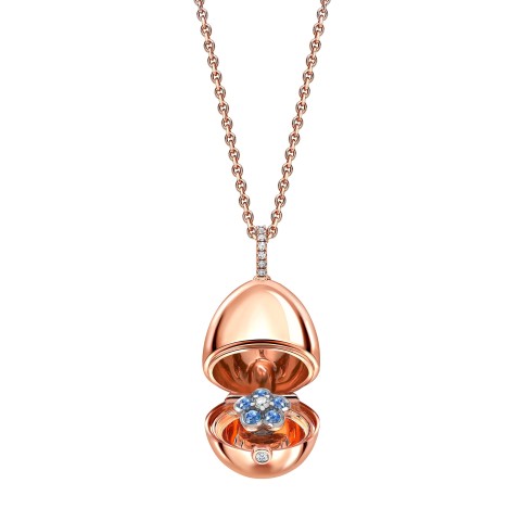 Fabergé Essence Rose Gold Blue Sapphire Forget Me Not Surprise Locket 1