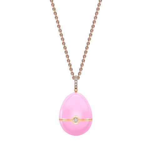 Fabergé Essence Rose Gold Locket with Pink Lacquer and Heart Shaped Pink Sapphire Surprise Pendant Necklace 1246FP2855 2