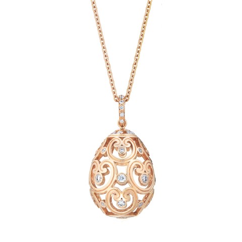 Fabergé Imperial Impératrice Rose Gold Diamond Egg Pendant Necklace 159FP896 1