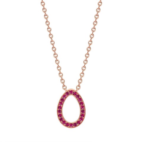 Fabergé Colours of Love Rose Gold Ruby Sascha Egg Pendant Necklace 1552NE2783