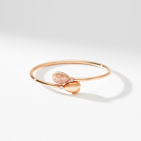 Fabergé Heritage Rose Gold Diamond & Pink Guilloché Enamel Crossover Bracelet 1