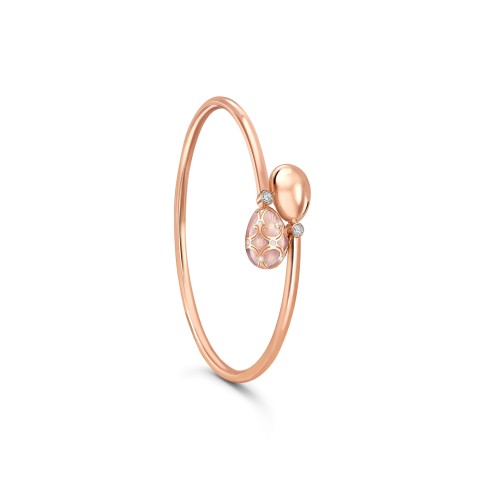 Fabergé Heritage Rose Gold Diamond & Pink Guilloché Enamel Crossover Bracelet 1