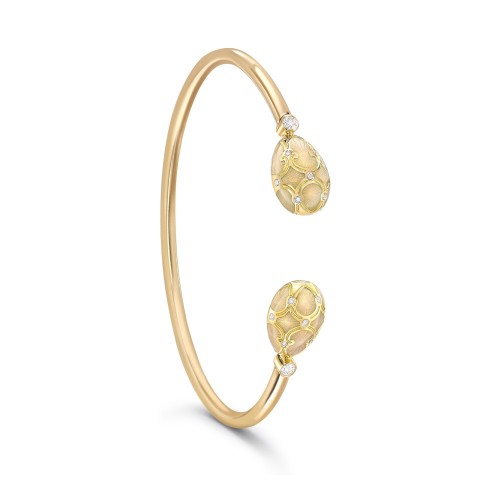 Fabergé Heritage Yellow Gold & White Guilloché Enamel Diamond Bangle 1057BT2018/5
