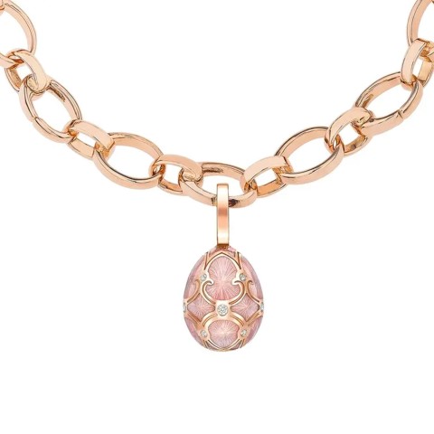 Fabergé Heritage Rose Gold Diamond & Pink Guilloché Enamel Egg Charm 701EC1449