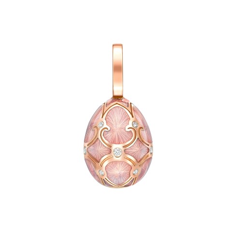 Fabergé Heritage Rose Gold Diamond & Pink Guilloché Enamel Egg Charm 701EC1449
