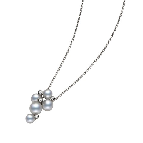 Mikimoto Bubble Pearl and Diamond Cluster Pendant PP20202D W