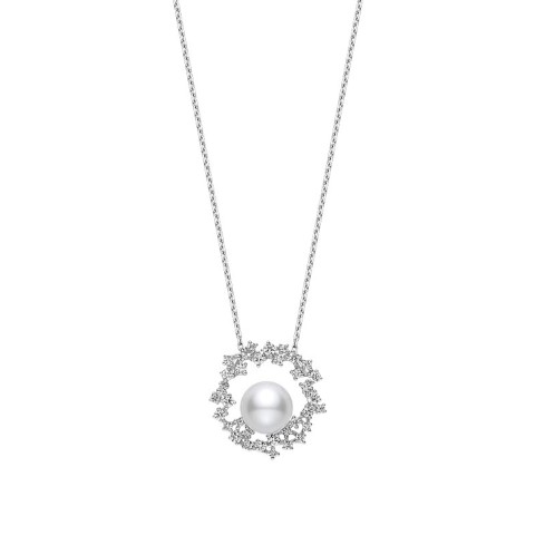 Mikimoto Classic Elegance 18ct White Gold Akoya Pearl Diamond Pendant PPH 5370D W