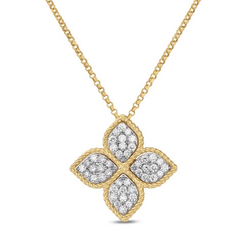 Roberto Coin 18ct Gold Princess Flower 0.48ct Diamond Petal Necklace 