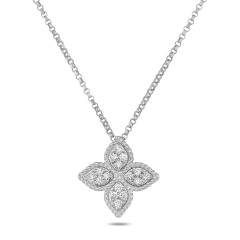 Roberto Coin Princess Flower 0.19ct Diamond Petal Pendant Necklace