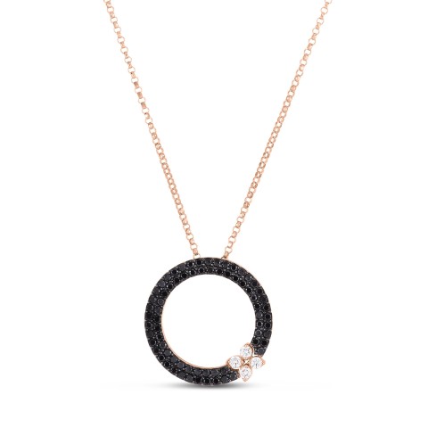 Roberto Coin Love in Verona 0.77ct Black Diamond Circle Pendant Necklace