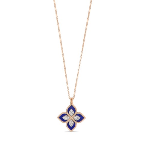 Princess Flower 0.20ct Lapis Lazuli and Diamond Pendant
