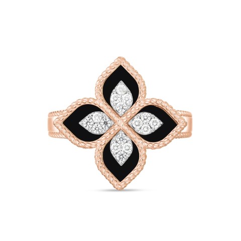 Roberto Coin Princess Flower 3.44ct Black Jade 0.19ct Diamond Ring