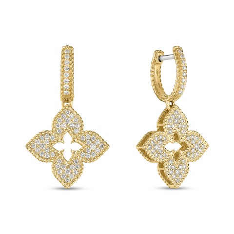 18ct Yellow Gold Princess Flower 0.82ct Diamond Drop Earrings ADR777EA3317_YG