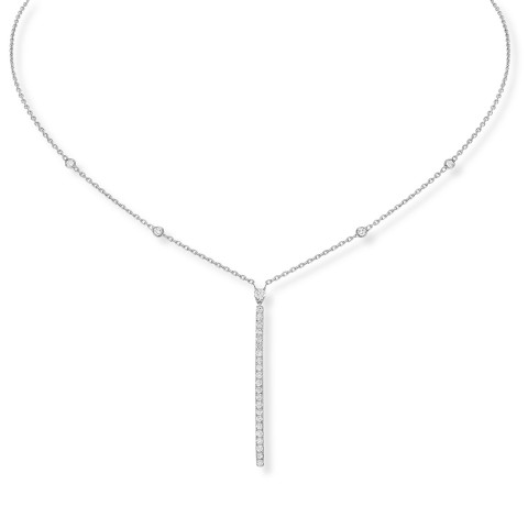 Messika Gatsby Vertical Bar White Gold 0.38ct Diamond Necklace 05448-WG   