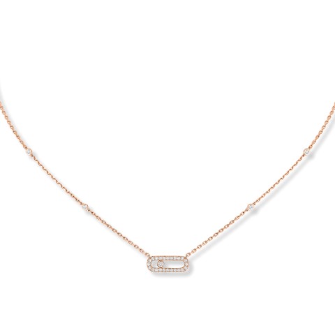 Move Uno Classique Pavé 18ct Rose Gold 0.20ct Diamond Necklace 4708-RG