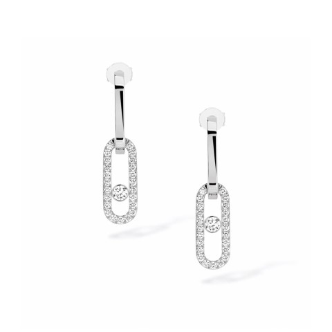 Move Link 18ct White Gold Diamond Drop Earrings 12469-WG