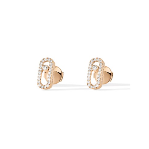 Move Uno Classique Pavé 18ct Rose Gold 0.18ct Diamond Earrings 5634-RG