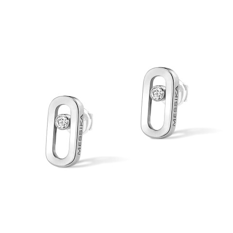 Move Uno Classique Plain 18ct White Gold 0.03ct Diamond Earrings 12305-WG