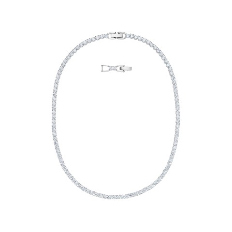 Swarovski Deluxe White Crystal Rhodium Plated Tennis Necklace 5494605