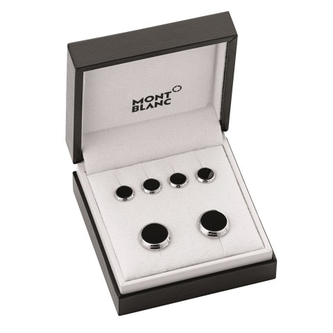 Montblanc Stainless Steel and Onyx Tuxedo Studs