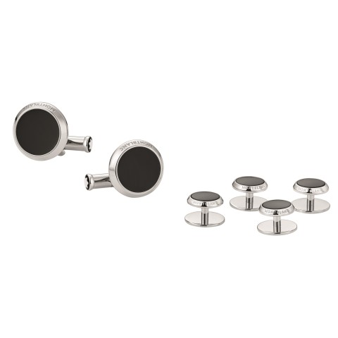 Montblanc Stainless Steel and Onyx Tuxedo Studs