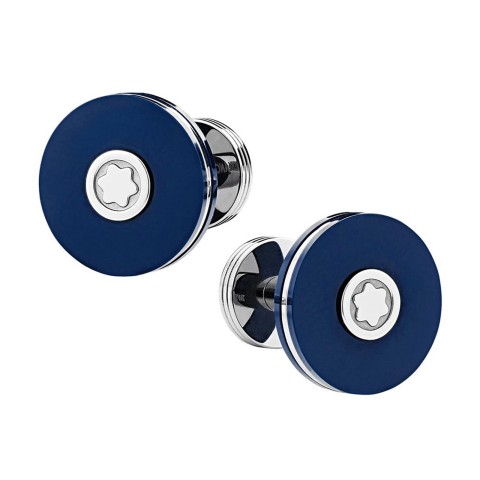 Montblanc PIX Stainless Steel with Blue Resin Cufflinks MB123812