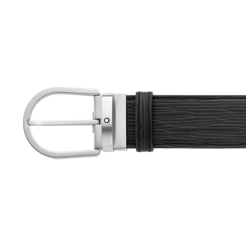 Montblanc Horseshoe Buckle Printed Black 40mm Leather Belt MB131172