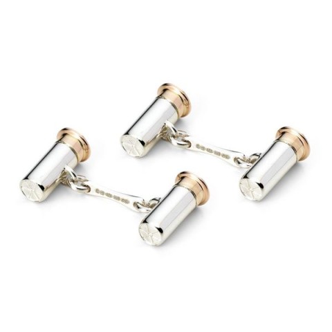 Deakin & Francis Country Sterling Silver And Rose Gold Plated Shotgun Cufflinks