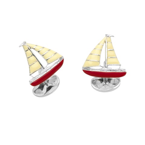 Deakin & Francis Sporty Sterling Silver Sailing Boat Cufflinks
