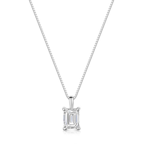 18ct White Gold Lab Grown 0.70ct Emerald Diamond Pendant 61-002-01-0023