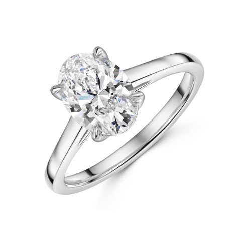 Platinum Lab Grown 2.00ct Oval Diamond Solitaire Ring