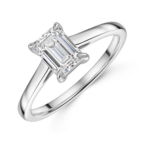 Platinum Lab Grown 1.00ct Emerald Diamond Solitaire Ring 