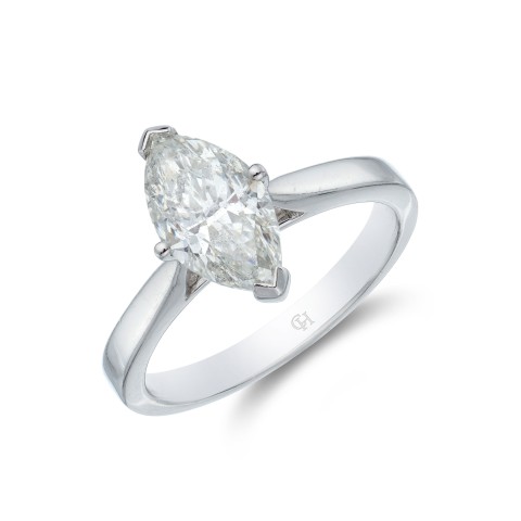 Platinum Marquise Cut 1.75ct Diamond Solitaire Ring