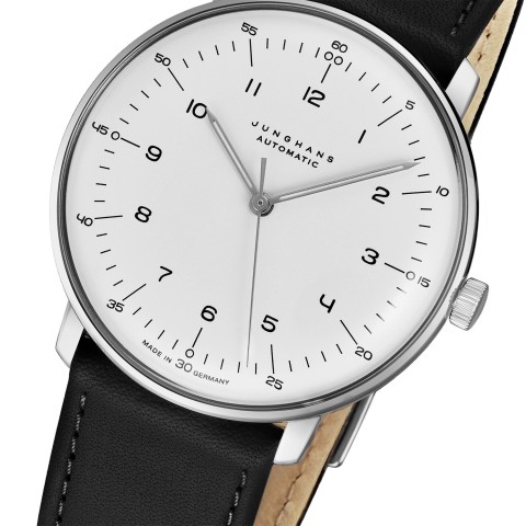 Junghans Max Bill Automatic Silver Dial Black Leather Strap Watch