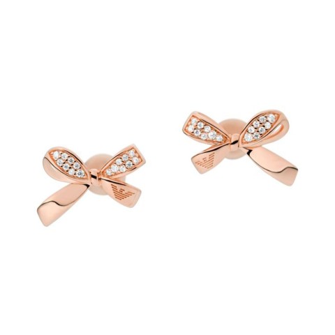 Armani Sentimental Rose Sterling Silver Stone Set Bow Ladies Earrings EG3545221