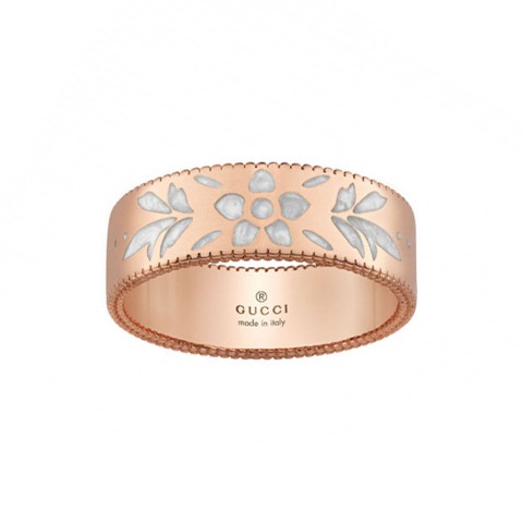 Gucci Icon 18ct Rose Gold Blossom Design Ring YBC434525002