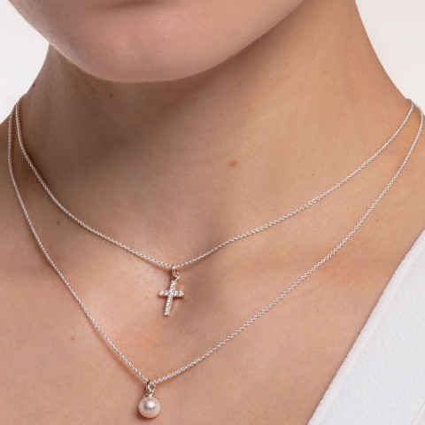 Thomas Sabo Charming Collection Silver Pearl Pendant Necklace KE2076-082-14-L45v