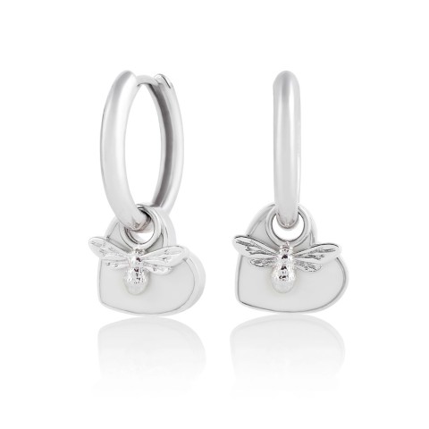 Olivia Burton White and Silver You Have My Heart Huggie Hoop Earrings OBJLHE42