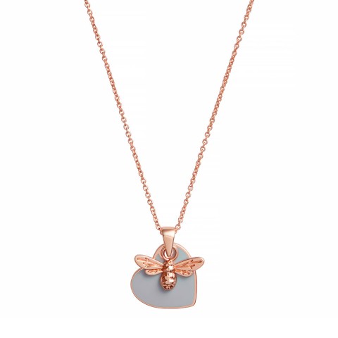 Olivia Burton Grey and Rose Gold Tone You Have My Heart Necklace OBJLHN17