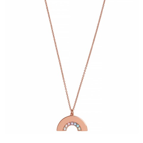 Olivia Burton Rainbow Pendant Rose Gold Necklace Close Up