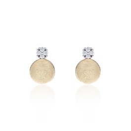 268649c01 9ct Yellow Gold Cubic Zirconia Textured Disc Earrings