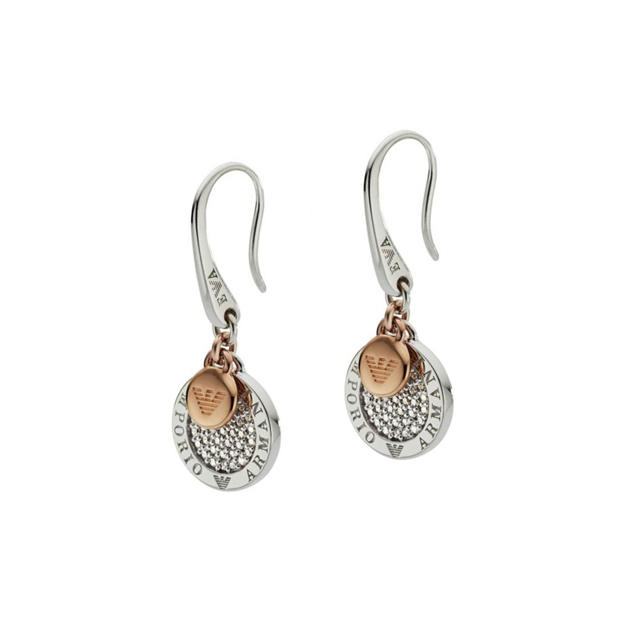 EMPORIO ARMANI ピアス EG3377040 SILVER Lady's Emporio Armani Silver Pave Two Twone Drop Earrings EG3377040