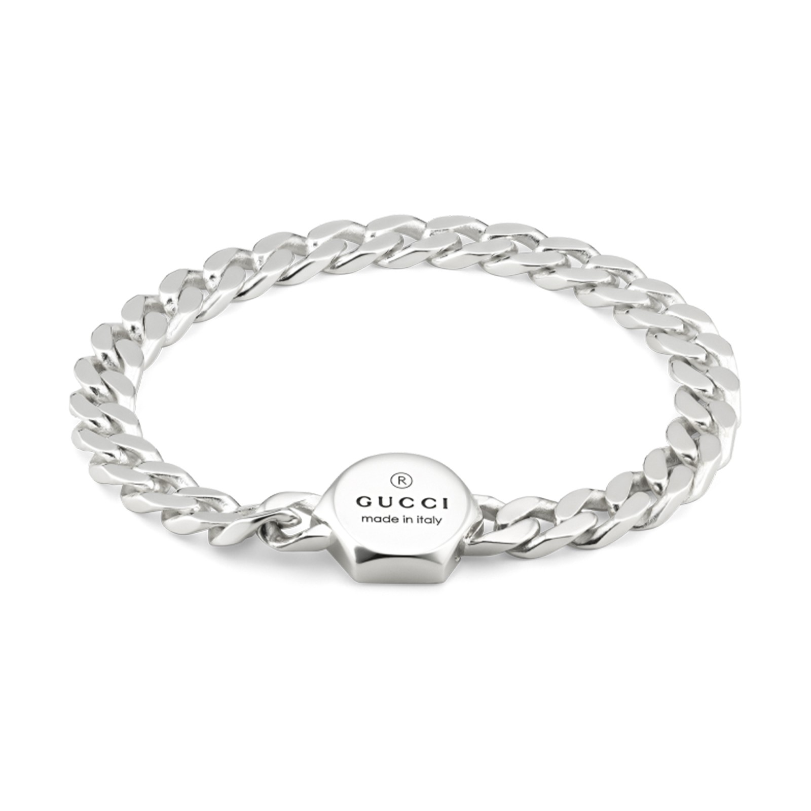 Gucci Trademark Sterling Silver Link 17cm Bracelet