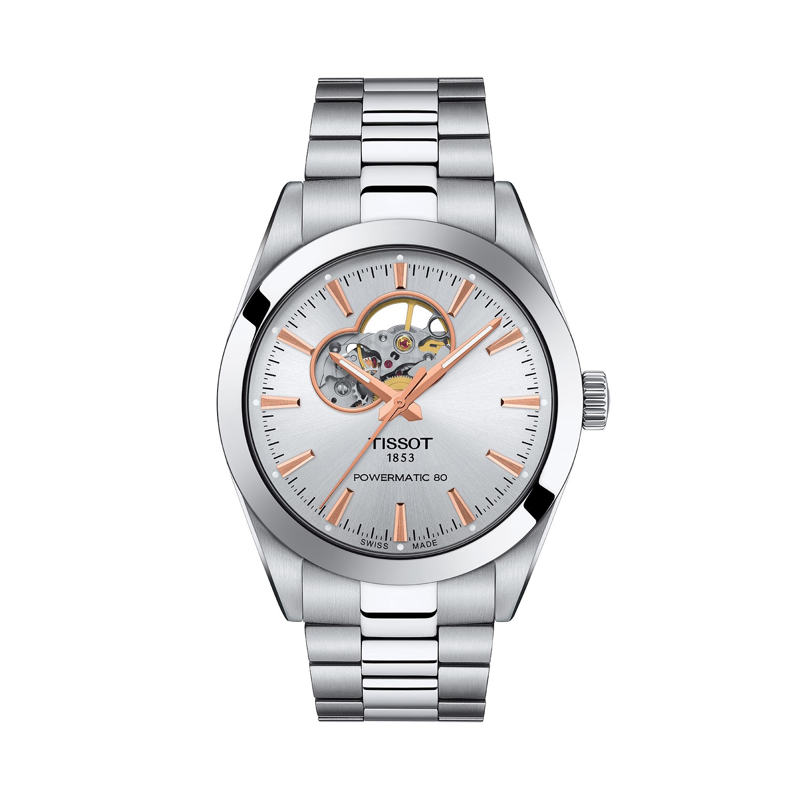 Tissot Gentleman Powermatic 80 Open Heart 40mm Mens Watch