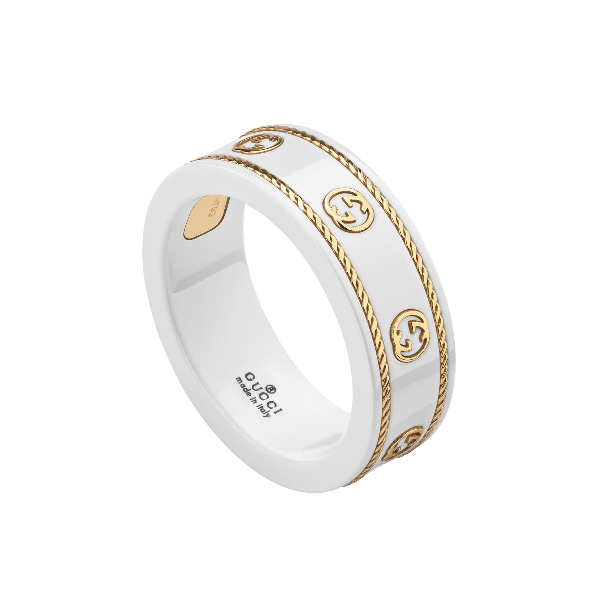 Gucci Icon 18ct Yellow Gold White Ring YBC606826002