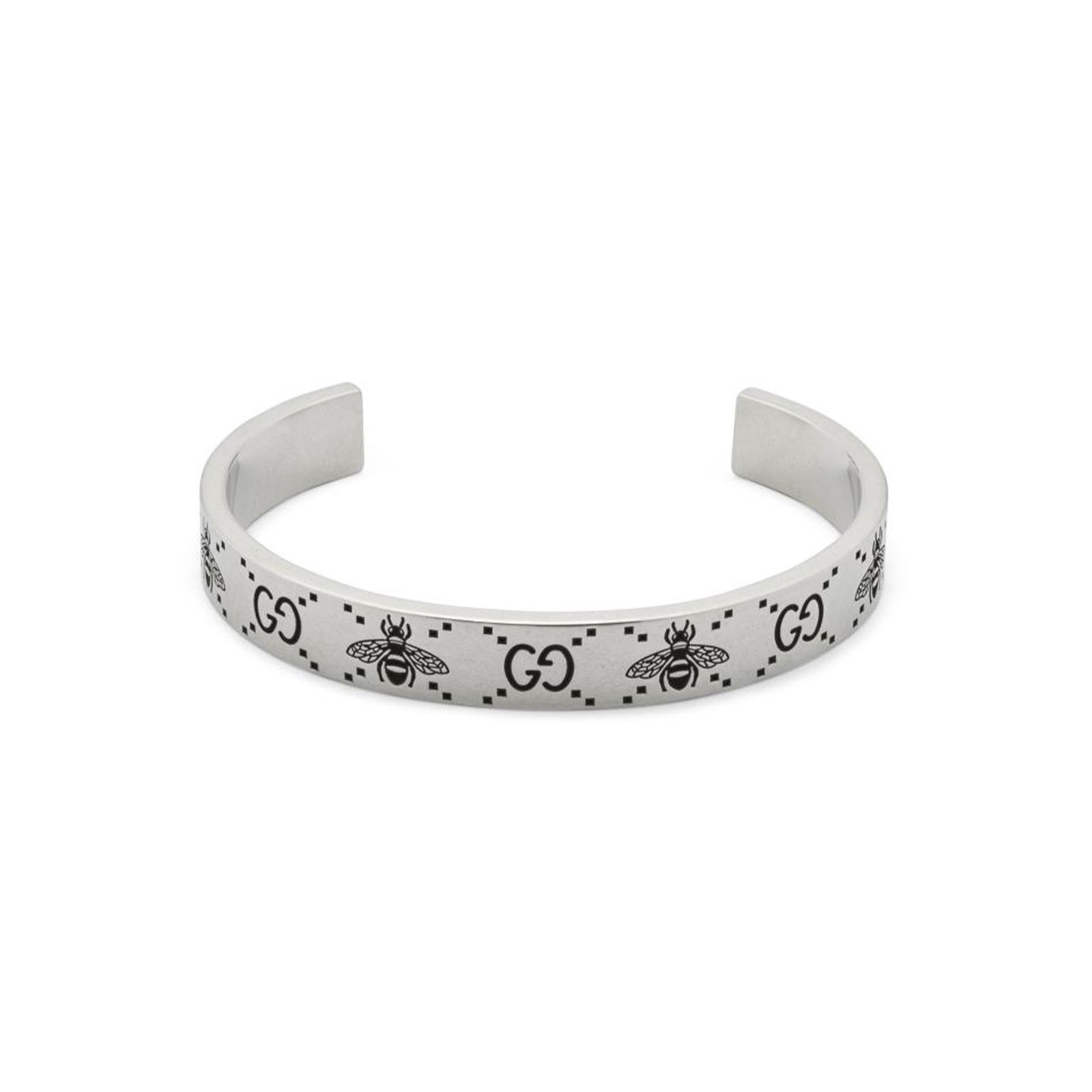 Gucci Signature Sterling Silver Bee Motif 19cm Bangle YBA728296002