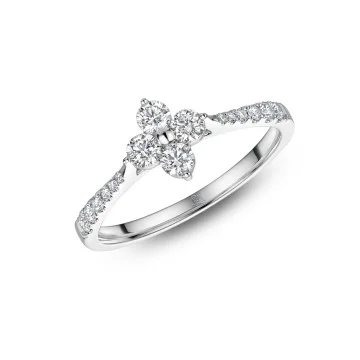 9ct White Gold Brilliant Cut Diamond 0.45ct Cluster Ring