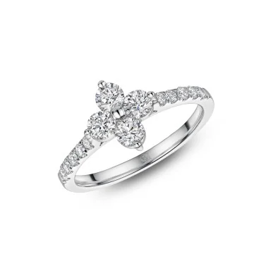 9ct White Gold Brilliant Cut Diamond 0.73ct Cluster Ring